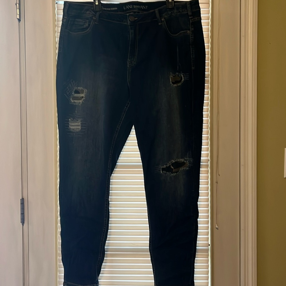 Lane Bryant Super Stretch Ripped Skinny Jeans Sz 22